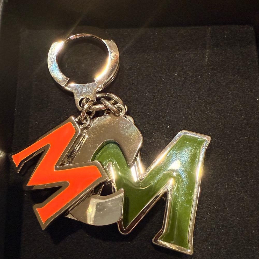AUTHENTIC MCM Orange Silver and Green Keychain